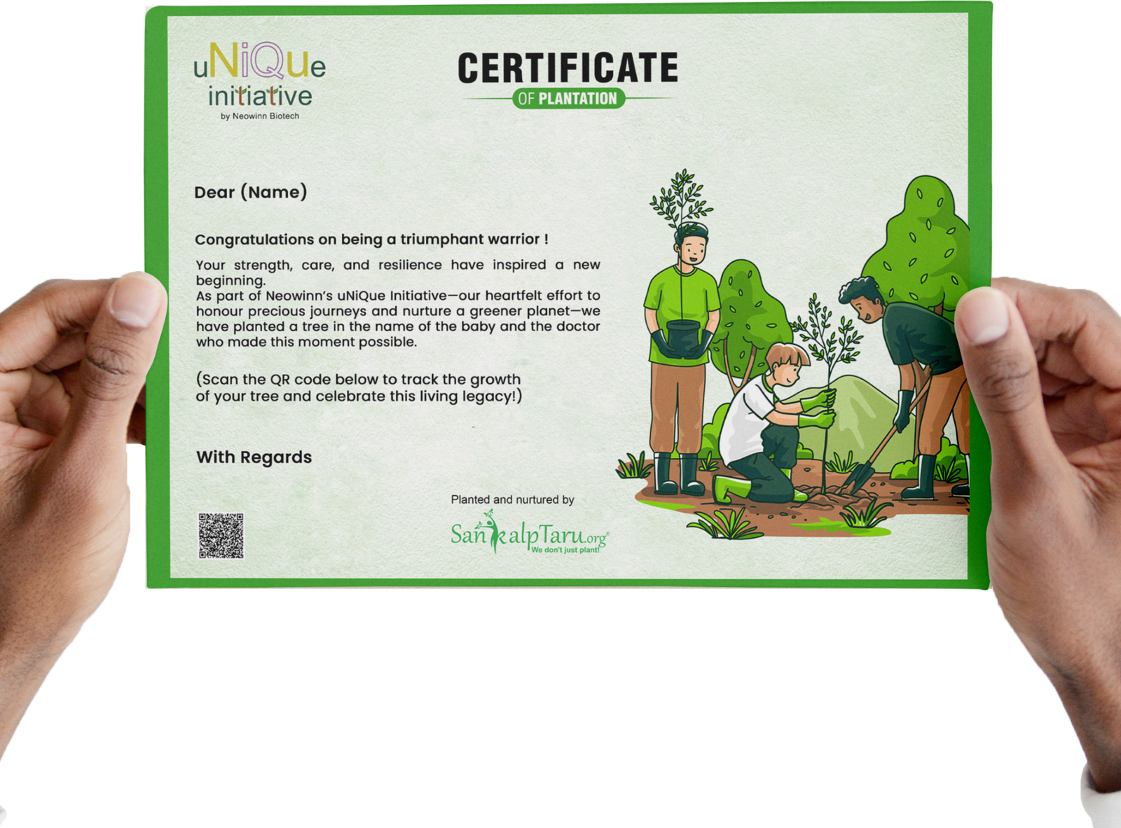 Sample uNiQue initiative certificate